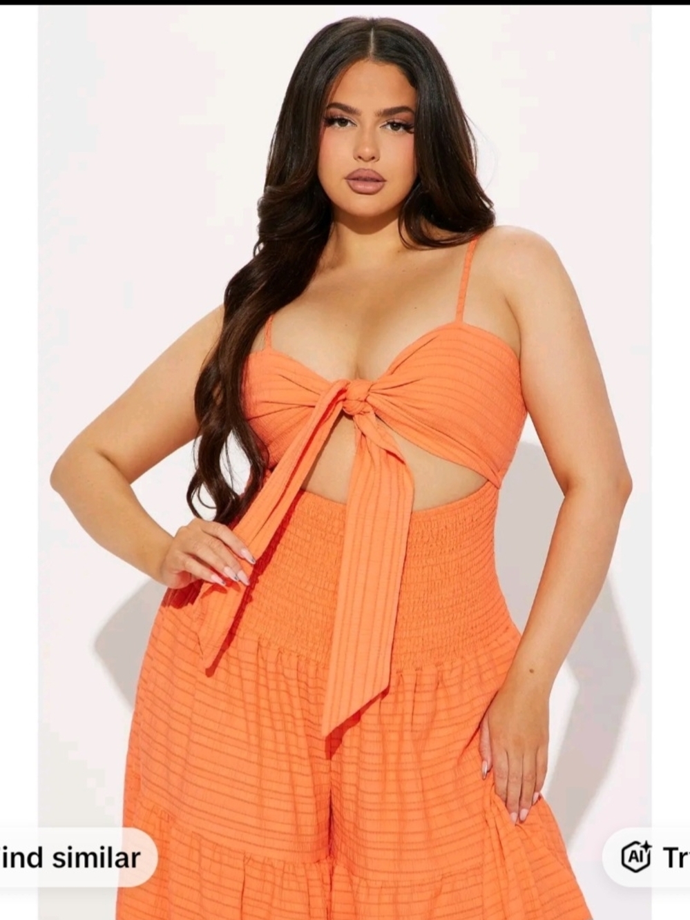 Fashion Nova Orange Bow-Front Wide-Leg Jumpsuit - Picture 4 of 6